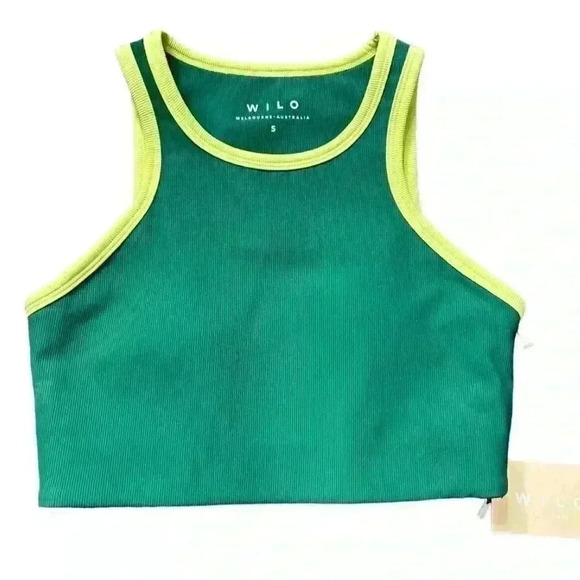 WILO The Label Women’s small Sports Bra racer back Color Block Forest G… - Picture 1 of 4